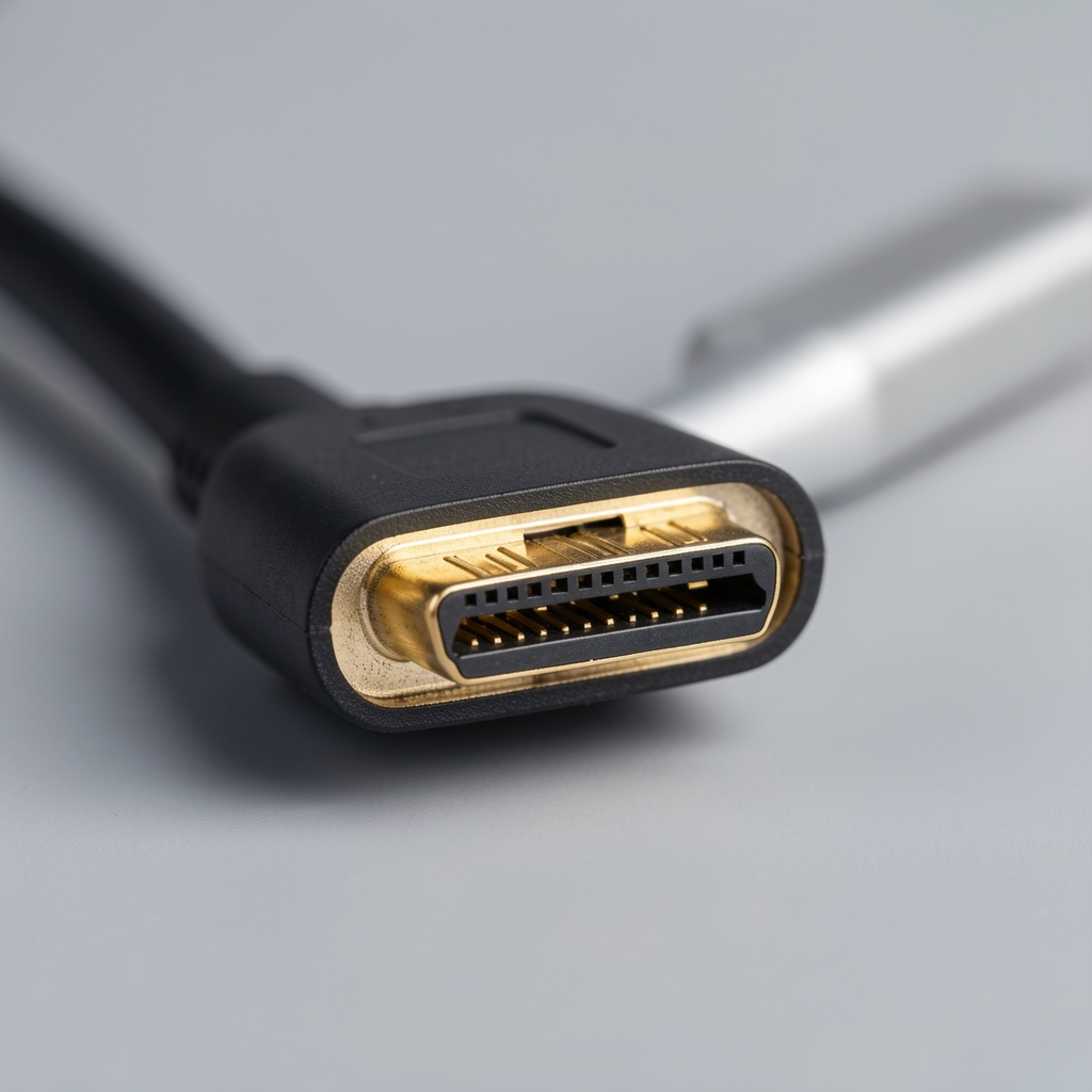 Detalj USB-C konektora adaptera sa zlatnim kontaktima