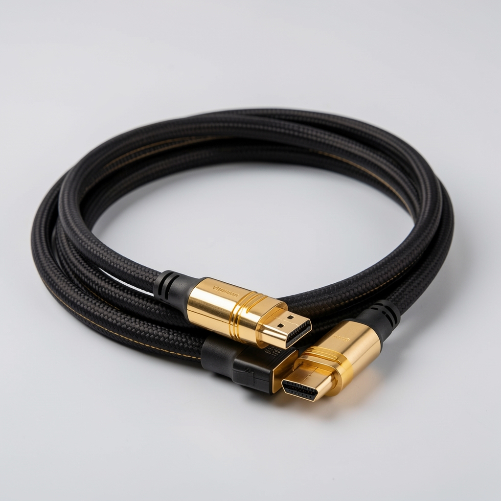 AudioQuest Vodka HDMI kabl premium crno-zlatne boje sa ojačanim konektorima i platnenom omotanom izolacijom za audiofil korisnike