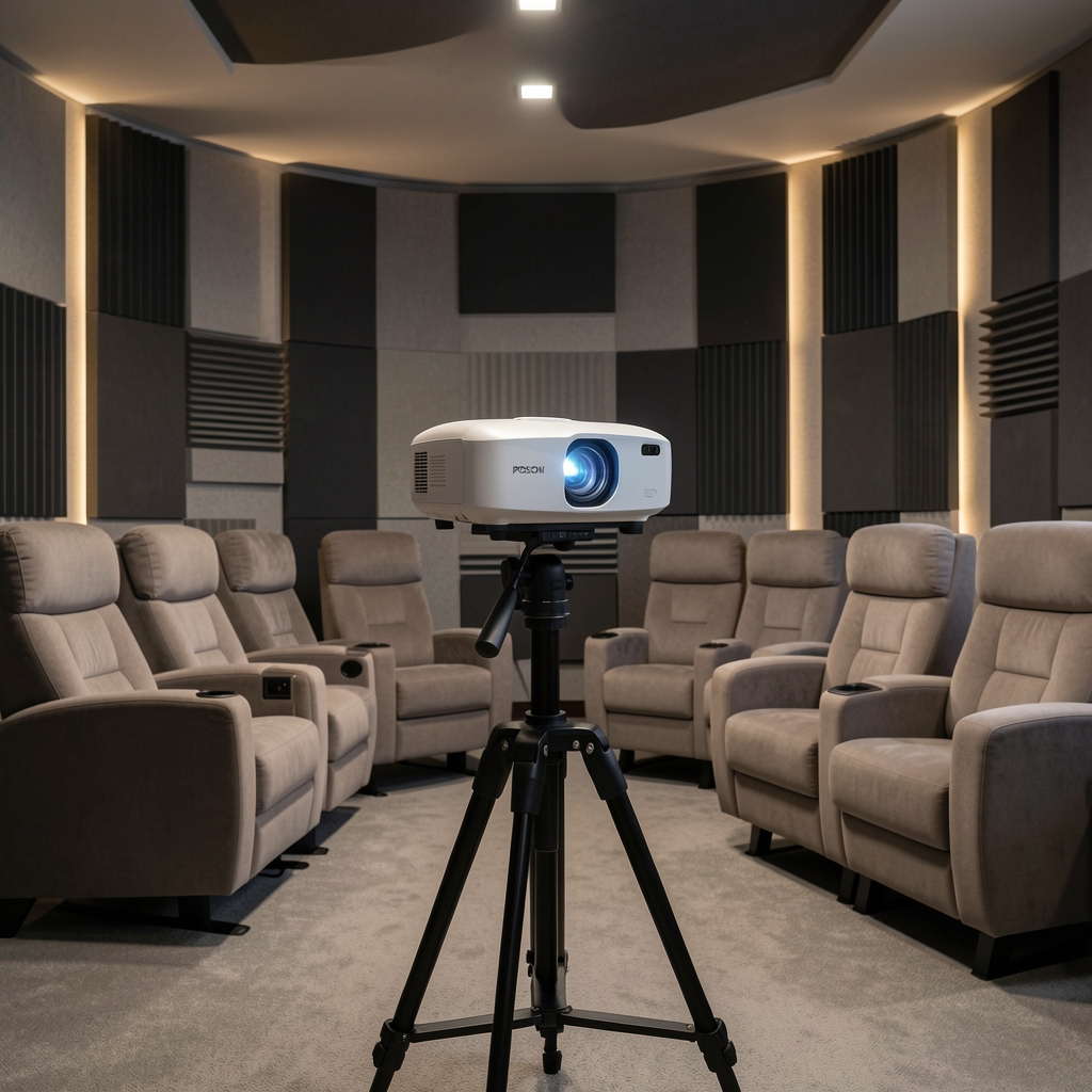 Epson EH-TW9400 beli premium 4K PRO-UHD projektor za kućno kino sa prednjim objektivom i ventilacionim otvorima na beloj pozadini