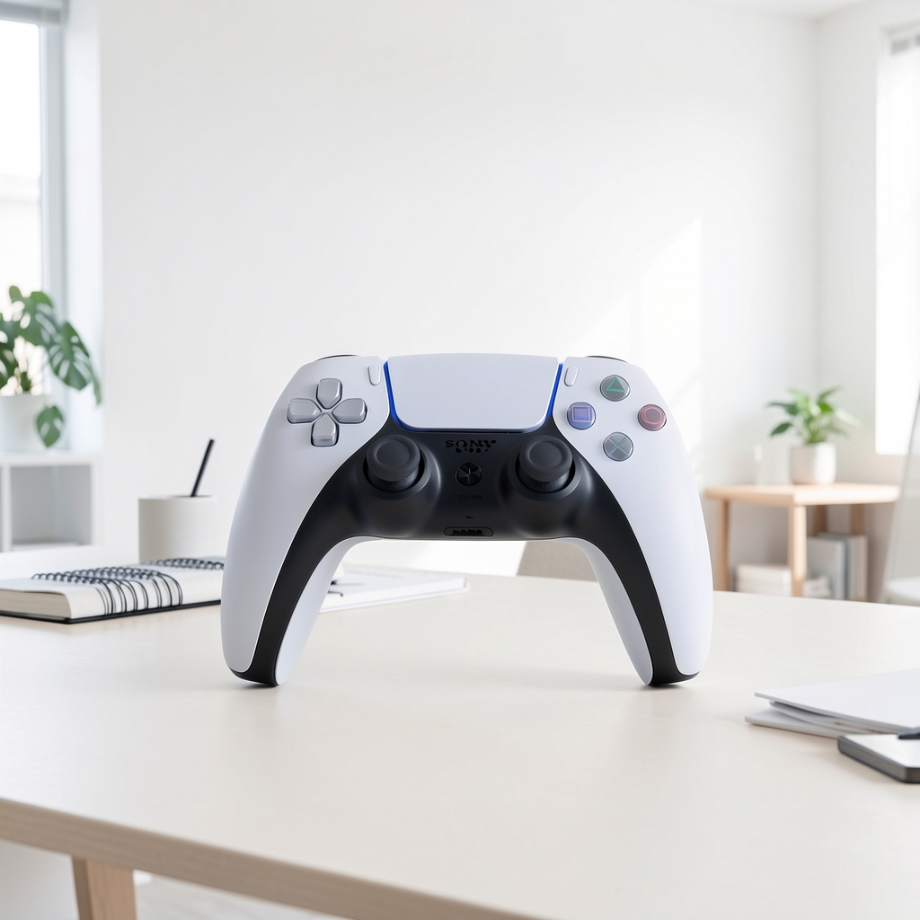Sony PlayStation 5 DualSense Edge beli i crni gaming kontroler sa adaptive triggerima i haptičnom povratnom spregom na bijeloj pozadini