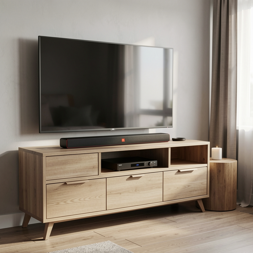Kompaktni kućni audio starter set sa JBL Bar 2.0 soundbarom i Chromecast uređajem prikazanim na modernom televizoru u kompaktnom stanu