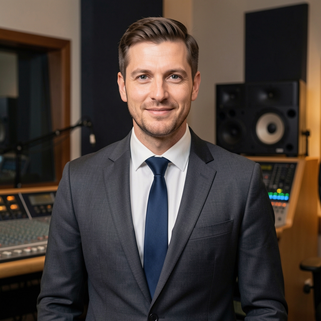 Aleksandar Đorđević, audio inženjer i osnivač Sonivore, muškarac u tridesetim godinama u profesionalnoj odori